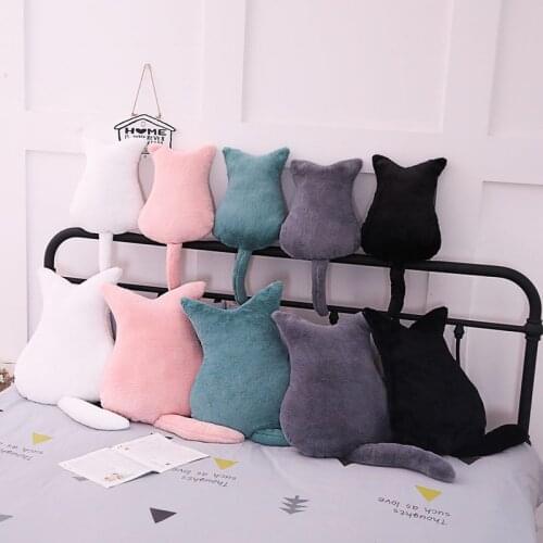 Plush No Face Cat Toy Creative Stuffed Animal Cat Back Shadow Plush Throw Pillow Cushion Home Decoration Kids Toys