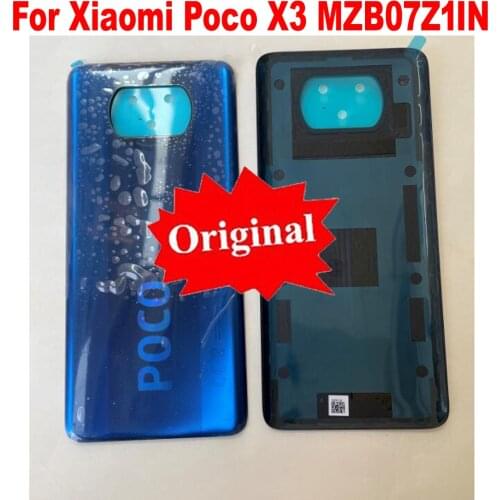 Real Original Battery Back Cover Lid with Adhesive For Xiaomi Poco X3 MZB07Z1IN Housing Door Rear Case Chassis Mobile Shell