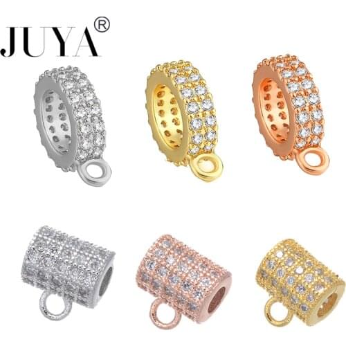 Luxury Cubic Zirconia Jewelry Findings Components Bail beads Fit European Bracelet Spacer Beads For Connector Charms 1pcs