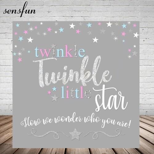 Sensfun Blue Pink Twinkle Little Star Baby Shower Birthday Party Backdrop Gray Children Backgrounds For Photo Studio Vinyl