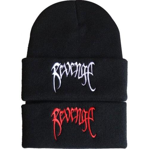 New Wool Embroidery European Style Black Hip Hop Knitted Hats for Men Women Autumn Winter Cap Revenge Unisex Casual Beanie Hat