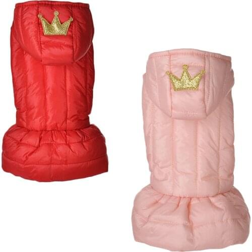 Slimming Dog Winter Jacket Bronzing Crown Hooded Lightweight Bread Designer Pet Clothes Tutu Dress Coat Apperal For Dogs Maltese