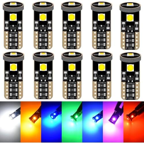 10pcs W5W T10 LED Bulbs for Kia Rio 2 3 Mazda Toyota Peugeot 206 Car Interior Reading License Plate Lights Dome Trunk Lamp