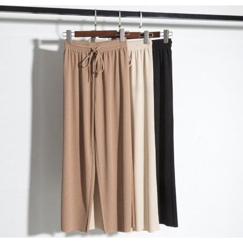 Loose Black Sashes Straight Pant Women Hot Spring High Waist Pants Trousers Long Pant Buttons Capris Pocket