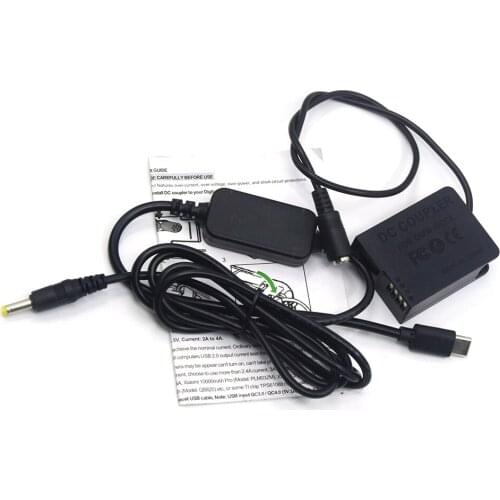 USB Type C USB-PD Converter to DC Cable + DMW-DCC8 BLC12 BLC12E Fake Battery for Lumix DMC FZ1000 FZ2000 FZ200 FZ300 G7 G6 GX8 G