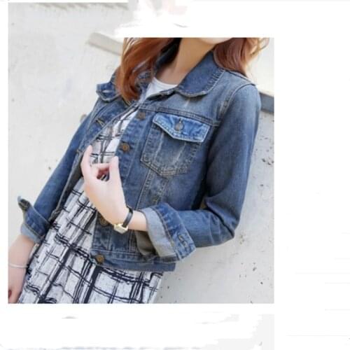 Vintage Denim Jackets Womens Coat 2021 Autumn Denim Jackets For Women Single Breasted Denim Coats Feminino Mujer
