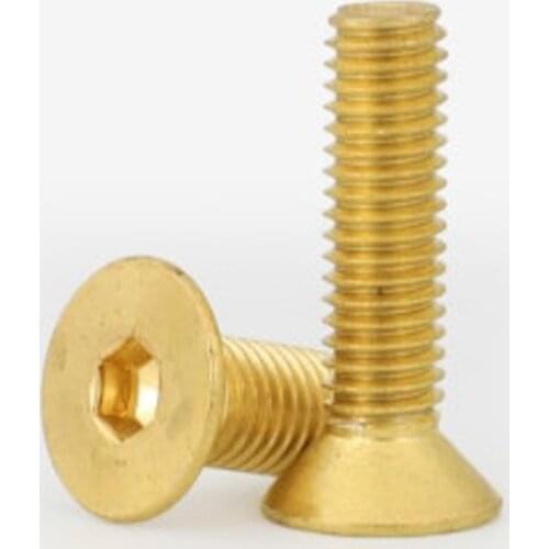 10-20pcs DIN7991 M2 M2.5 M3 M4 M5 M6 Pure Brass Flat Hex Hexagon Socket countersunk Head Screws
