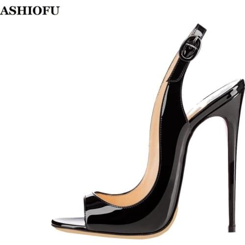 ASHIOFU Hot Sale Handmade Women'High Heel Sandals Nllessisima Slingback Party Summer Shoes Sexy Evening Club Fashion Sandals