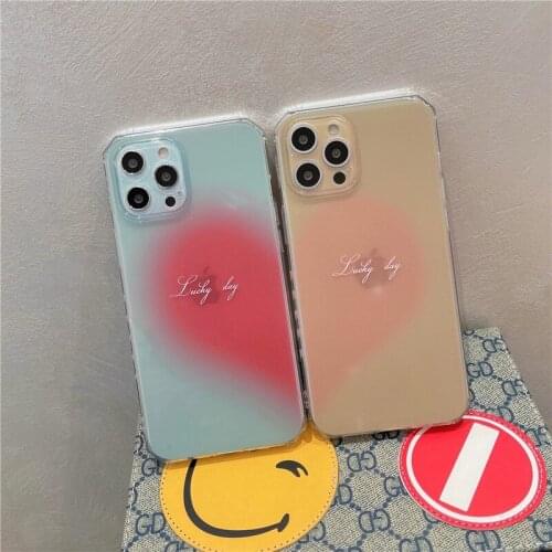 Lovers Side Gradient Love for Iphone 11 Cases for Women 12 Pro Max X XS XR XSMAX Mobile Phone Case Soft Cover for 7 8 Plus SE20