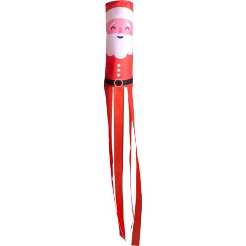Windsock Kite Christmas Windsock Hanging Flag Streamer Santa Flag Kite Outdoor Home Party Hanging Decoration