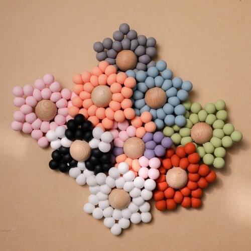 1PC Baby Teethers Flower Silicone BPA Free Baby Teething Necklace Toy Food Grade Silicone Cartoon Nursing Accessories