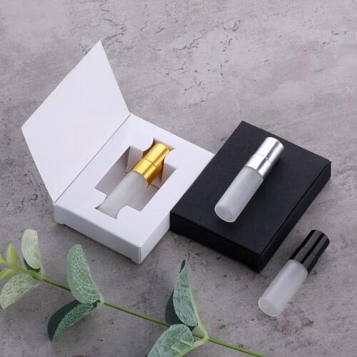 100Pcs/Lot 3ml Frosted Spray Perfume Bottle With Packing Box Refillable Glass Perfume Atomizer Empty Bottle
