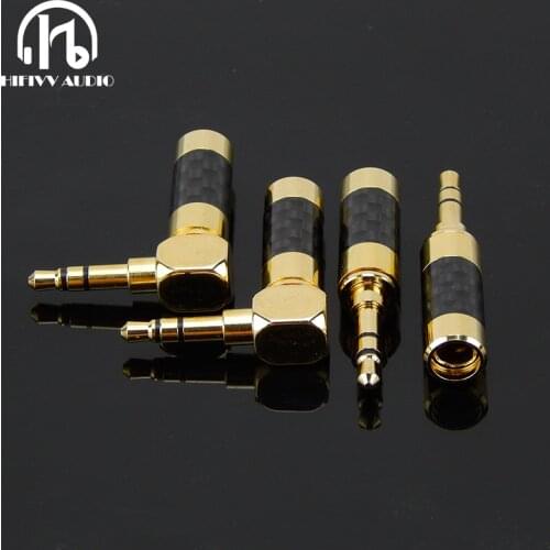 2pcs new gold JACK plug 3.5mm Earphone plug 3.5mm Stereo Headphone Connector carbon fibre Gold-plated