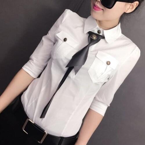 2020 Fashion Women Elegant Bow Tie White Blouses slim Shirt Office Ladies Tops shirt plus size 3XL