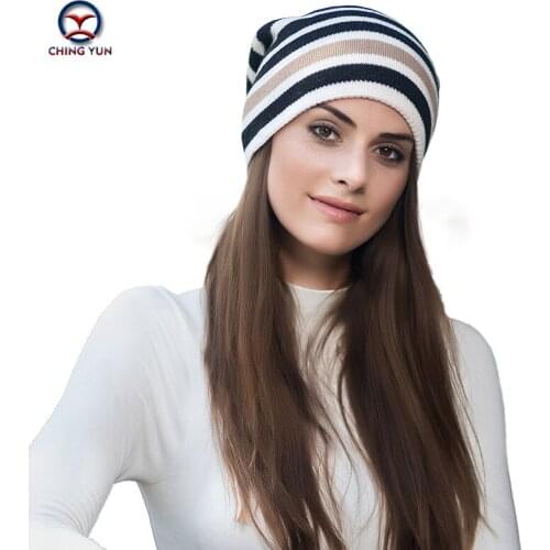 2020 winter autumn Ladies hat stripe knitted hat fashion casual warm versatile ear protection With logo High Quality women cap