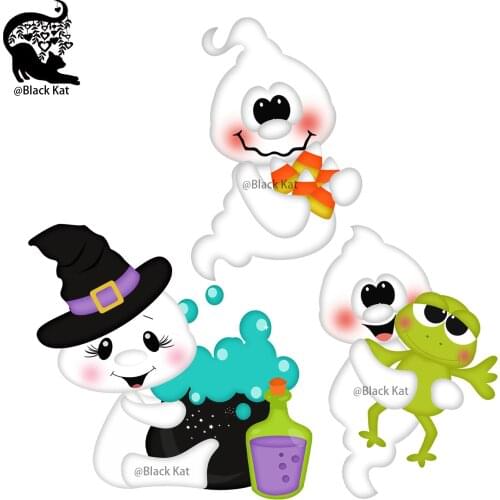 2021 Rice Ball Poison Frog Ghost Metal Cutting Dies Halloween Trick or Treat Kids Dies DIY Scrapbooking Gift Card Craft