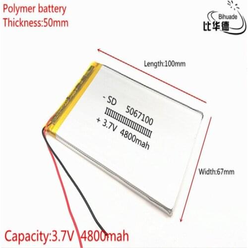 3.7V 4800mAH polymer lithium ion battery Li-ion battery for tablet pc 7 inch 8 inch 5067100
