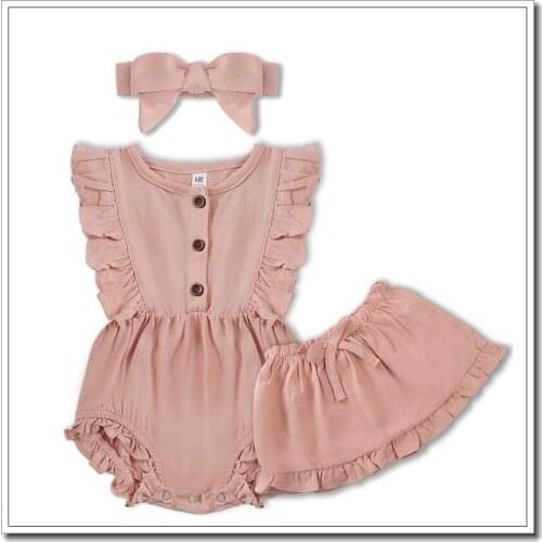 Toddler Infant Girl Clothing Suit Casual Baby Girls Clothes Set Bodysuit+Pants+Headband 3Pcs Girl Infant Clothing Suit Outfits