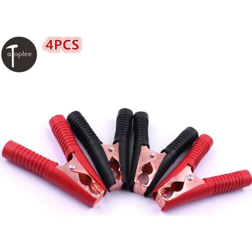 4PCS Car Alligator Clips Battery 250V 100A High Power Crocodile Clip Red+Black insulated PVC Clip For Car Auto Bike