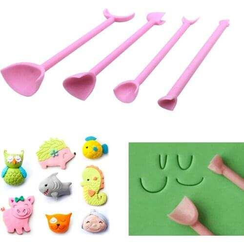 4 pcs/set Cartoon Art Eyes Nose Mouth Fondant Cake Decorating Cutter Fondant Sugar Craft Mold Tools