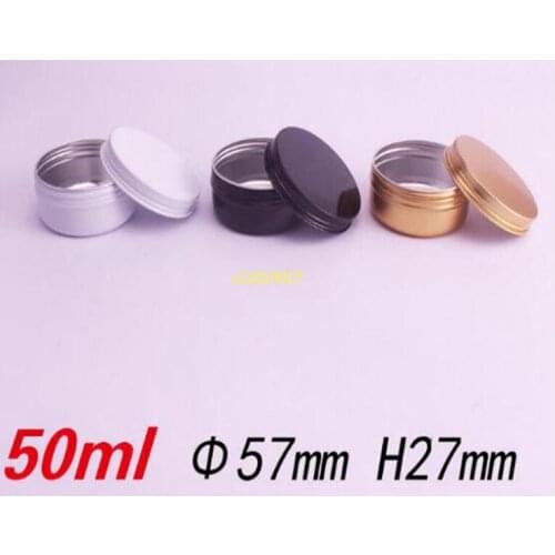 50g 50ml Aluminum Jar Gold Black White Cosmetic Cream Packing Tin Metal Container Aromatherapy Wax Storage Pot Screw Lid