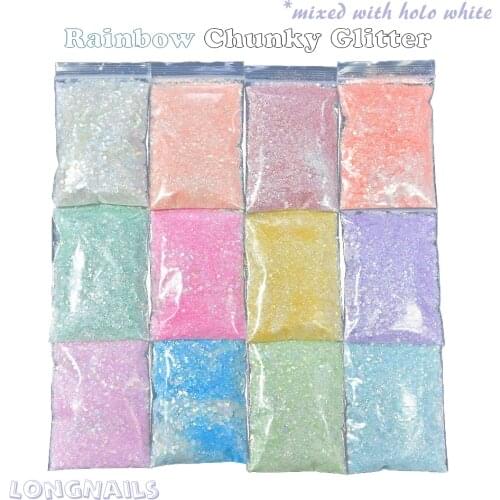 50g Illusory Holographic Nail Glitter Sequins 12Colors PET Hexagon Candy Mixed Flakes Nailart Manicure HoloGlitterFD151