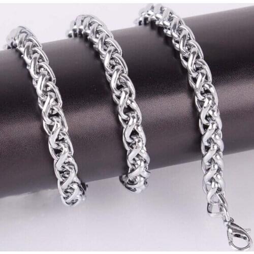 6mm 24'' Stainless Steel Wheat braid Curb Chain Link Necklace Mens Women Fashion Jewelry
