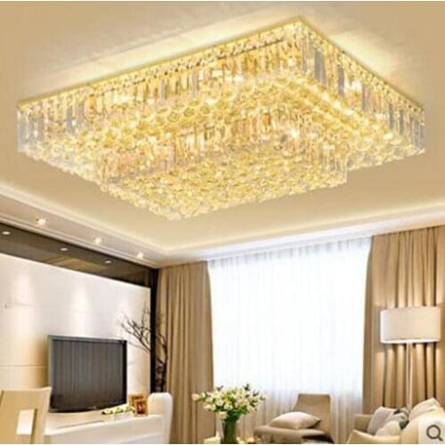 European rectangular crystal ceiling lamp living room lamp atmosphere modern bedroom ceiling lamps LED restaurant lighting lamps