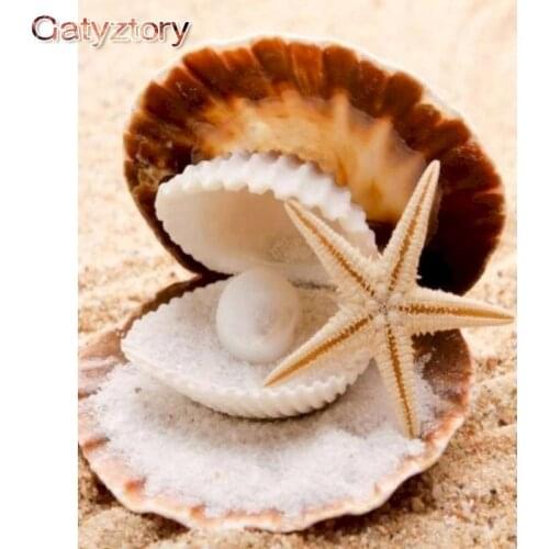 GATYZTORY Frame DIY Painting By Numbers shell Seascape Picture By Numbers Modern Wall Art Decors Paint By Numbers Handpainted Di