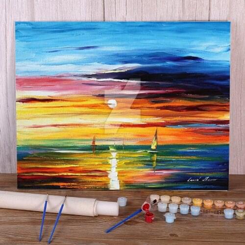 Blue Horizon DIY Painting By Numbers Kit Oil Paints 40*50 Canvas Pictures Home Decoration For Children For Handiwork