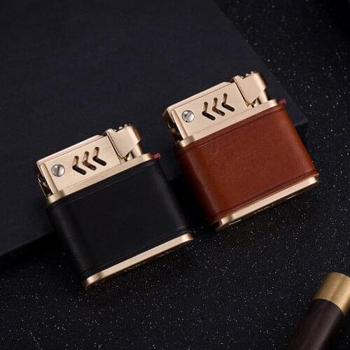 Handmade Leather Stitching Ejection Ignition High-end Gifts Kerosene Lighters High-end Gifts Smoking Accessories Gift for Men