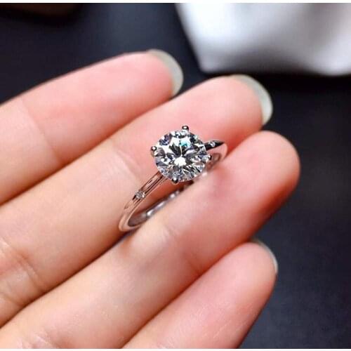 925 sterling silver ring Classic style Diamond jewelry Mosan diamond 1CT 6.5*6.5 ring Wedding Party gift Ring For Women