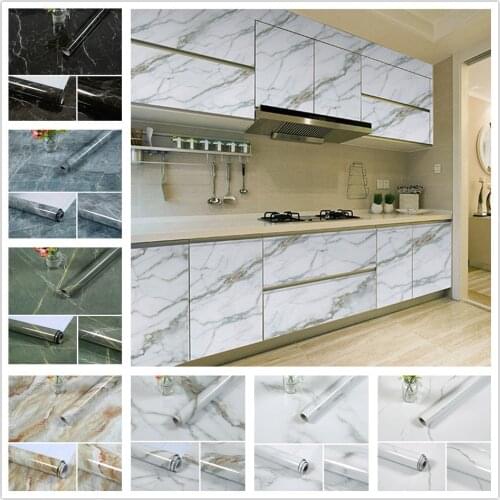 Kitchen Marble Contact Paper PVC Waterproof Film Bathroom Self Adhesive Wall Wallpaper DIY Home Decor Marble Countertop Stickers