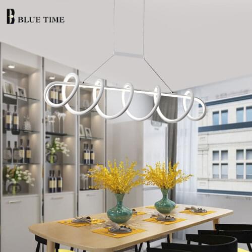 L120cm 90cm Kitchen Modern LED Chandelier Home Living Room Restaurant Dining room White /Black Ceiling Chandelier Lamp Fixtures