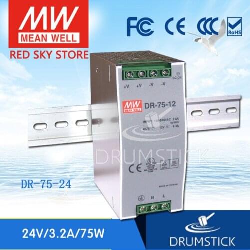 Friendly MEAN WELL 12Pack DR-75-24 24V 3.2A meanwell DR-75 76.8W Single Output Industrial DIN Rail Power Supply