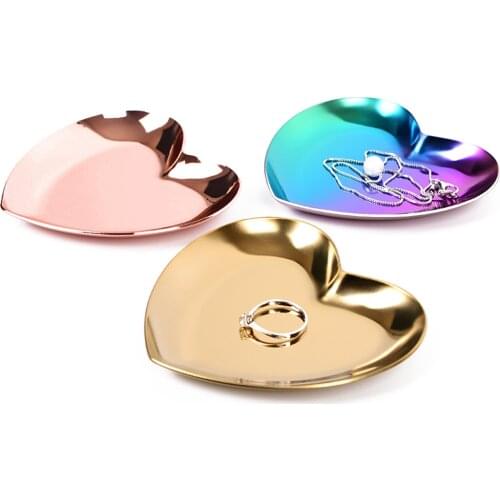 Nordic Heart Metal Organizer Stainless Steel Ring Earrings Necklace Jewelry Storage Display Tray Home Bedroom Decoration