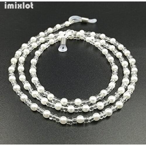 Fashion Glass Beaded Neck Strap Chain for Reading Faux Pearl Beads Sunglasses Cords Eyeglass Lanyard Holder Eyewear Retainer