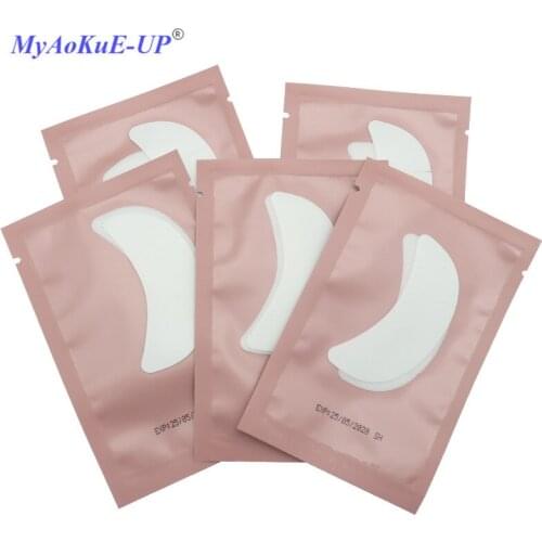 Wholesale Eyelashes Patches Cosmetic Tools Pink Packing Thin Boat Pads 50 Pairs Makeup Eye Pads For Eyelash Extension