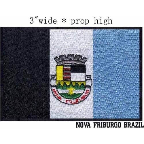 Nova Friburgo, Brazil Flag 3" wide embroidery patch for sew on patches/star and flower circle/hippie