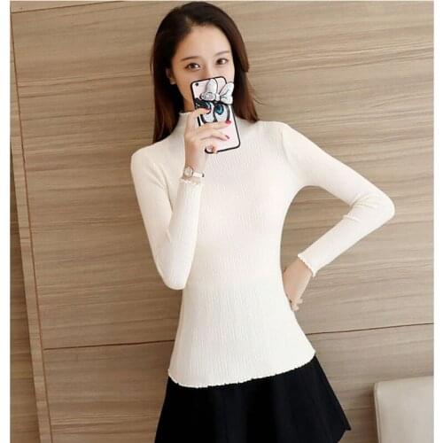 2019 new short sweater tight bottoming shirt female long-sleeved autumn and winter sets of wild slim fit inside sweater A391