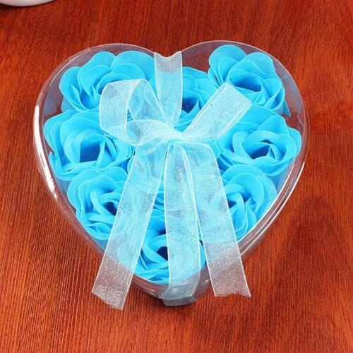 New Scented Rose Flower Heart Shape Gift Box Bath Body Soap Gift Wedding Party Favor 9Pcs