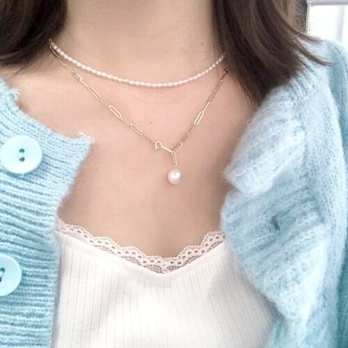 Liemjee Wholesale Simple Beads Pearls Necklace Fashion Personality Jewelry For Women Feature Namour Charm Gift All Seasons