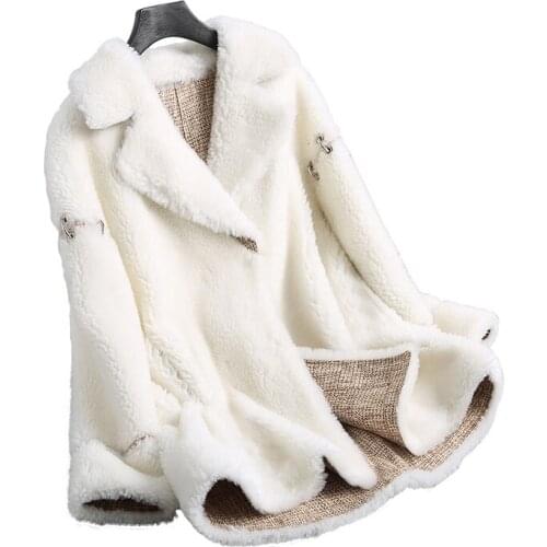 Coat Winter Autumn Women Clothes 2021 Korean Real Fur Coat 100% Wool Jacket Vintage Manteau Femme Hiver Slim Women Tops ZT1012