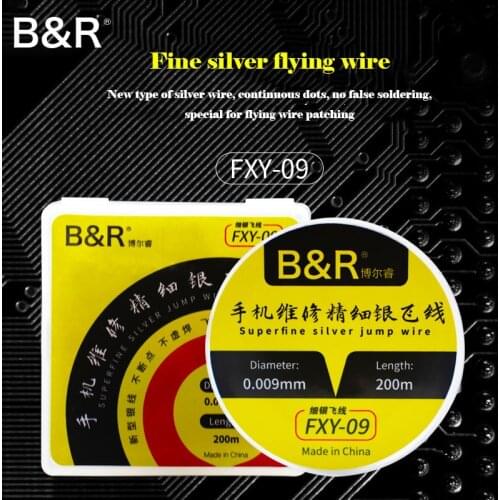 B&R 0.009mm 200m Fine Silver Flying Wire CPU Welding Fingerprint Maintenance BGA Solder Joint Line Mobile Phone Repair Tools