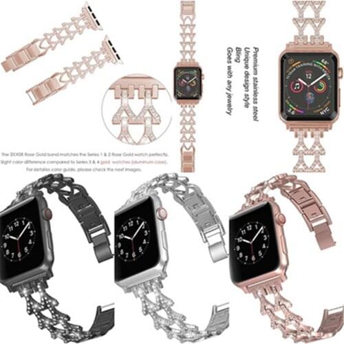 Metal Strap for Apple Watch Band 38mm 40mm 42mm 44mm for iWatch Series 6 5 SE 4 3 2 1 Women Rhinestone Bracelet Watchband