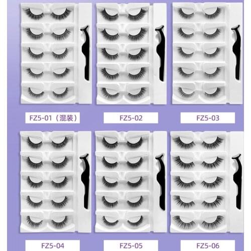 5PCS Eye Lashes Quickly Wear Avoid Glue Warm False Eyelash Nature Soft With Tweezers Set Hot Sale Sharpen eyelash wholesale