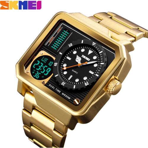 SKMEI Men Digital Electronic Watch Stainless Steel Strap Watches Day Date Display Personality Alarm Watchs Relogio Masculino