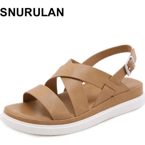 SNURULAN New Ladies Sandals Casual Comfortable All-match Simple Female Sandals Summer Non-slip Shoes For Women Sandalias Mujer