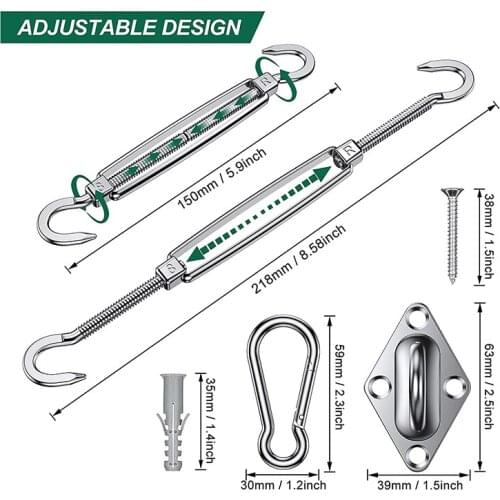 Sun Shade Sail Hardware Kit 304 Grade Stainless Anti-Rust Shade Sail Installation for Garden and Outdoor Patio Lawn mosquetón