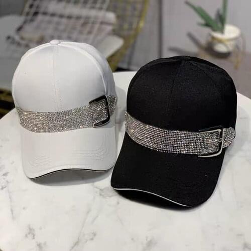 Rhinestones Sequins Baseball Cap for Women Summer Cotton Hat Girls Snap Back Hip Hop Hat Diamond Sun Cap Elegant Cap